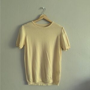 Butter Yellow Women's 100% Wool Crew Neck Sweater Wool Mark, Quiet Luxury